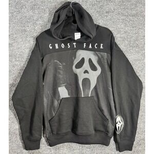 Ghost Face Hoodie NWT Scream Mask Graphic Sweatshirt Mesh Overlay Horror Size SM